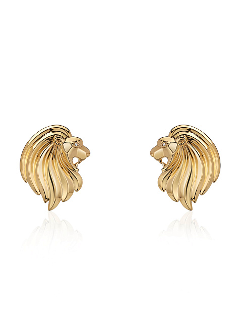 Yellow gold stud earrings with brown diamonds, 1