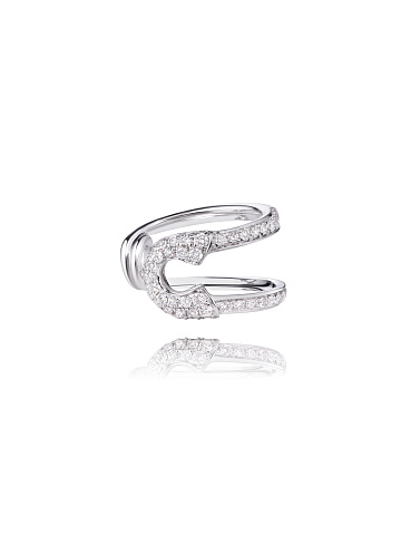 White Gold Round Diamond Ear Cuff, 1