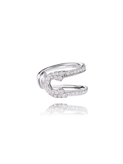 White Gold Round Diamond Ear Cuff, 1