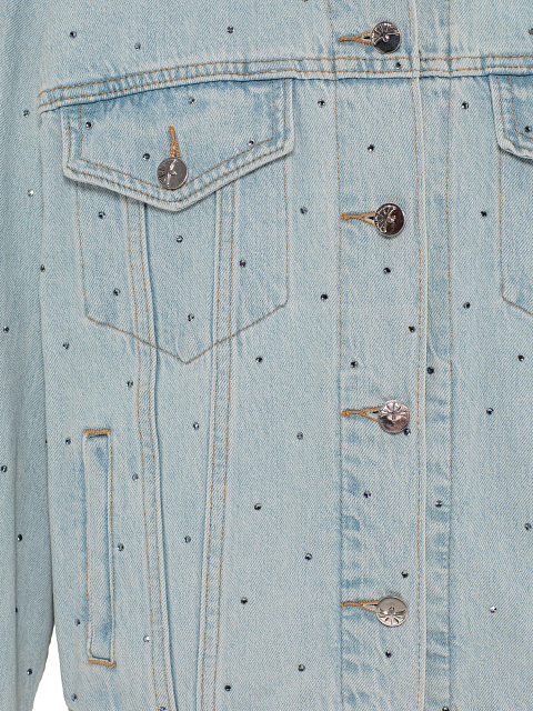 Light Blue Denim Jacket with Crystals, 3