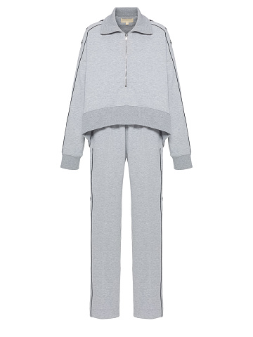Grey tracksuit with cropped sweatshirt and cornflower embroidery, 1