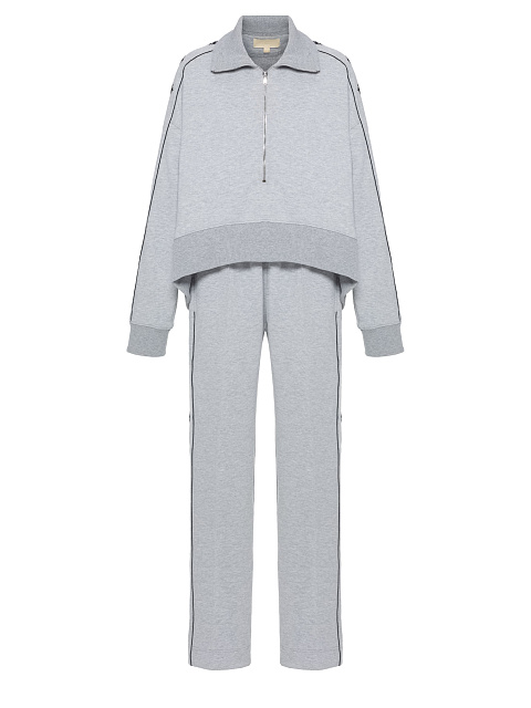 Grey tracksuit with cropped sweatshirt and cornflower embroidery, 1