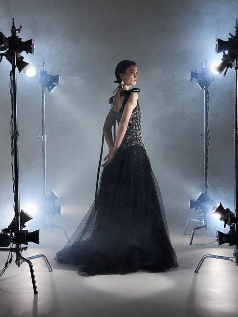 Black Tulle Maxi Dress With Crystals, 6 Black Tulle Maxi Dress With Crystals, 6