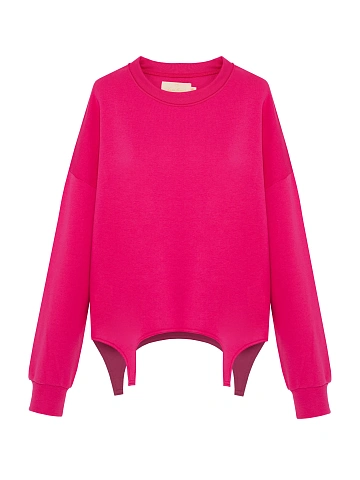 Hot Pink Printed Cotton Sweatshirt, 1