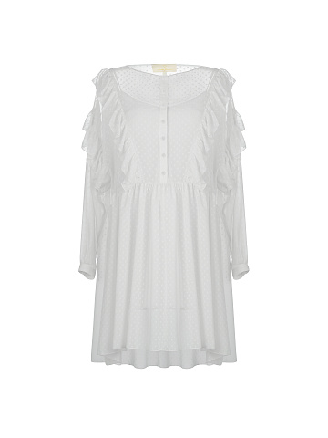 White Ruffled Mini Dress , 1