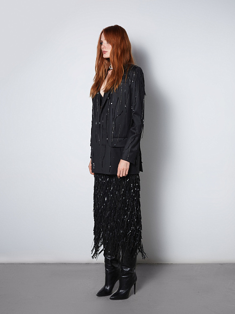 Black Sequined Midi Skirt, 5