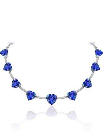 White Gold Tanzanite Diamond Necklace, 1