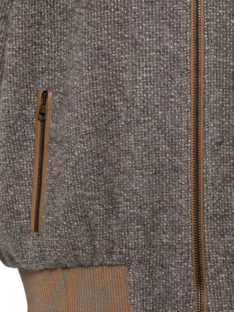 Grey Lurex Boucle Wool Bomber Jacket, 9 Grey Lurex Boucle Wool Bomber Jacket, 9