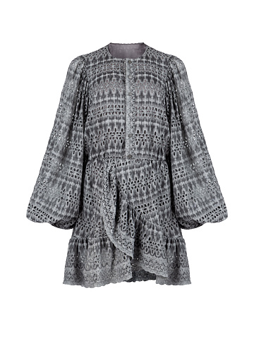 Grey Cotton Mini Dress, 1