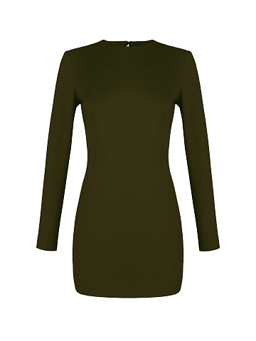 Dark Green Fringed Mini Dress, 1