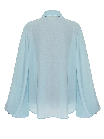 Light Blue Lurex Crepe Rayon Blouse, 2