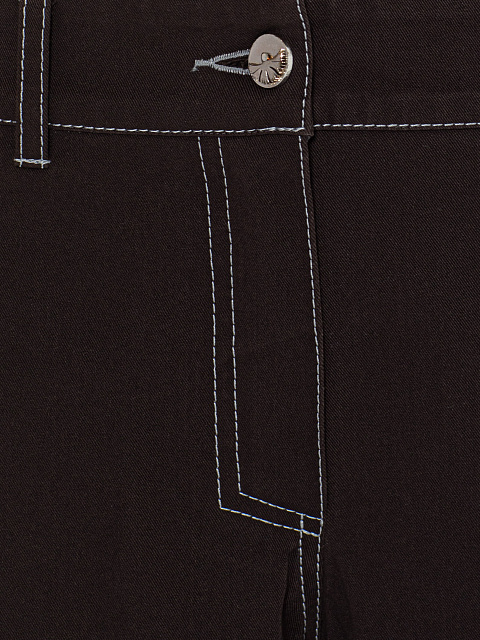 Dark Brown Flared Jeans With Embroidery On Pockets, 3