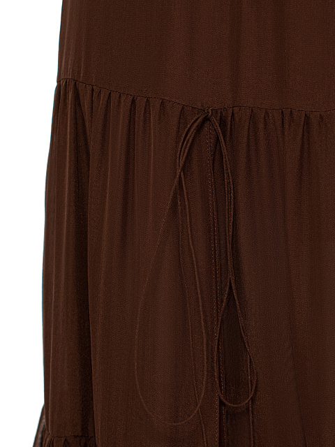 Brown Open Back Silk Midi Dress, 3