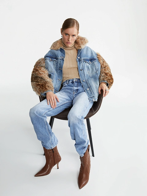 Brown Leather High Heel Cowboy Boots, 8