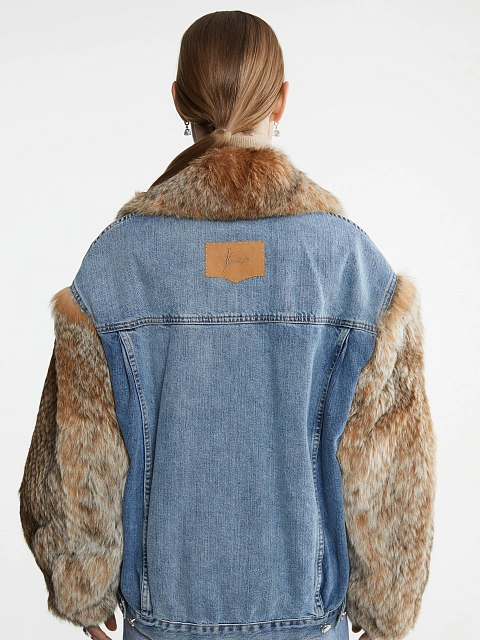 Bobcat Fur Blue Denim Jacket, 9