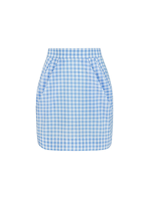 Light Blue Checked Cotton Top & Mini Skirt, 4 Light Blue Checked Cotton Top & Mini Skirt, 4