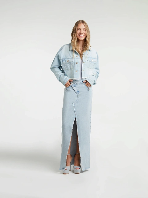 Blue Denim Cropped Jacket, 7