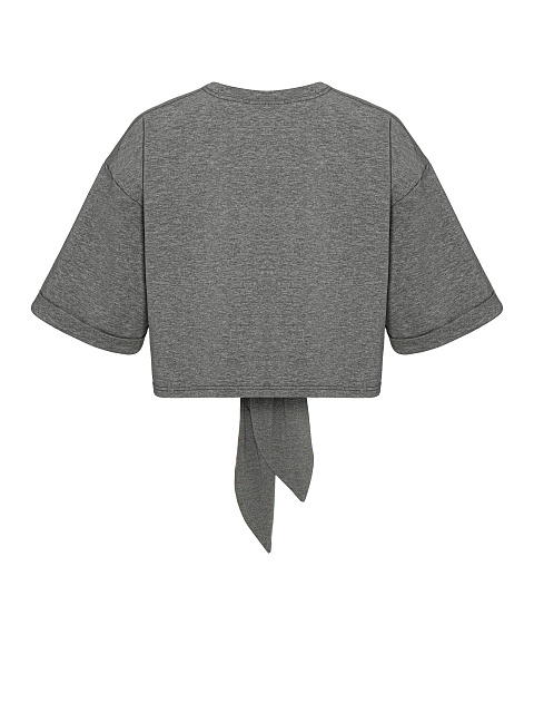 Dark grey cropped T-shirt with a knot, 2 Dark grey cropped T-shirt with a knot, 2