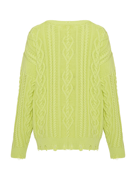 Light Green Unisex Cable Knit Cotton Sweater, 2 Light Green Unisex Cable Knit Cotton Sweater, 2