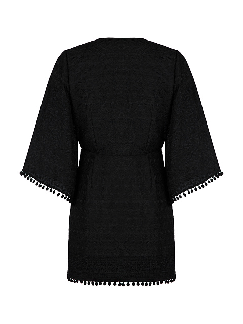 Black Cotton Lace Wrap Mini Dress, 2 Black Cotton Lace Wrap Mini Dress, 2
