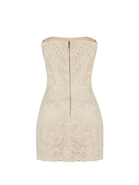 Beige Lace-Paneled Mini Dress, 2 Beige Lace-Paneled Mini Dress, 2