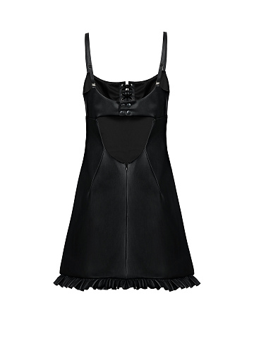 Black Faux Leather Mini Dress, 2