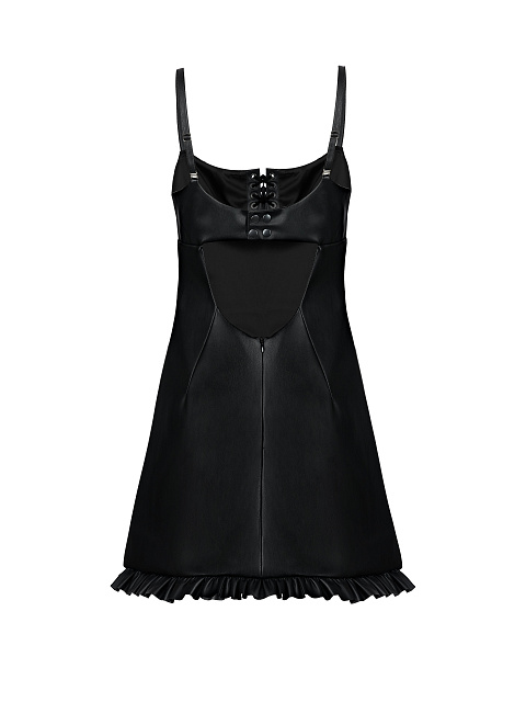 Black Faux Leather Mini Dress, 2 Black Faux Leather Mini Dress, 2