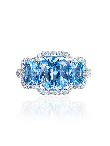 Sapphire, Round Diamond & White Gold Ring, 2