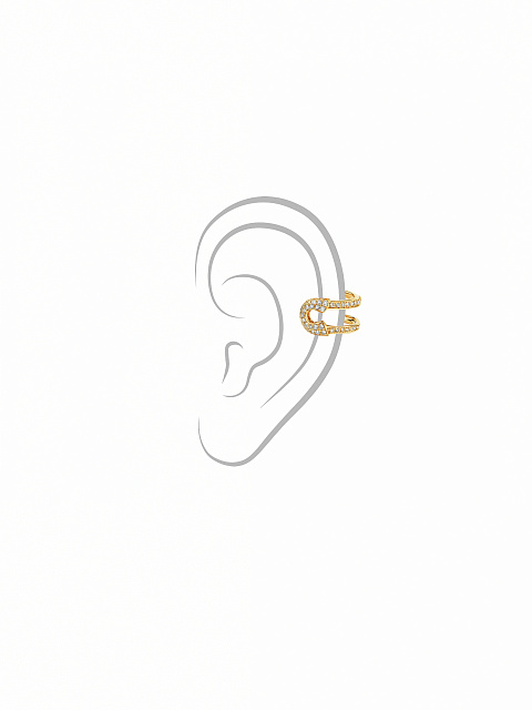 Round Diamond & Gold Ear Cuff, 3