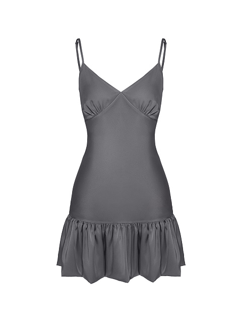 Dark Grey Ruffle Mini Dress, 1 Dark Grey Ruffle Mini Dress, 1