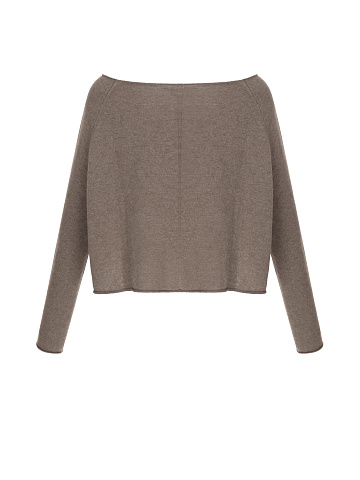 Brown Cashmere Cropped Pullover, 2