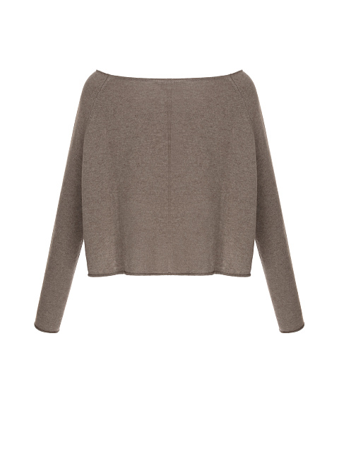Brown Cashmere Cropped Pullover, 2