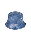 Синяя tie-dye панама из вельвета с голубой вышивкой