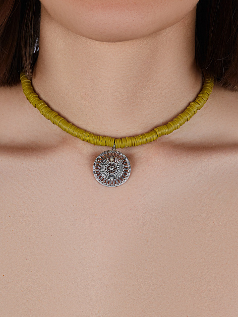 Khaki Rubber & Silver Choker , 2