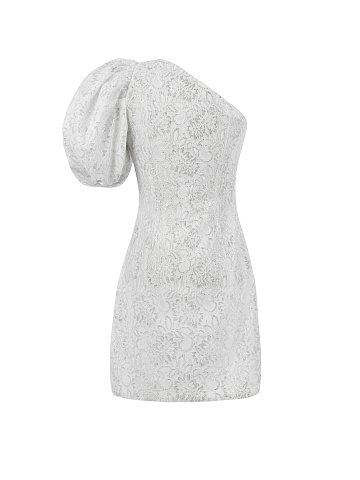 White Asymmetric Lace Mini Dress , 2