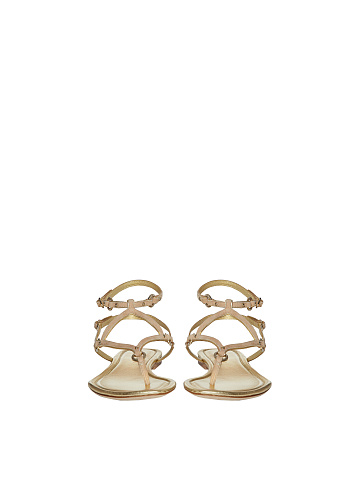Beige & Gold Suede Sandals, 2