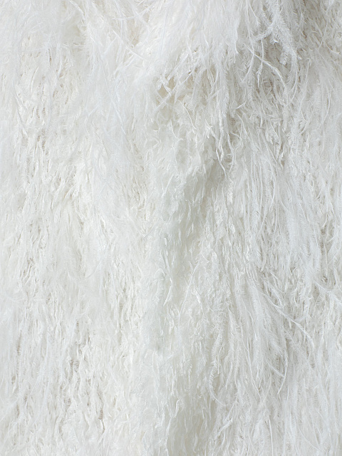 White fur coat with feathers, 3