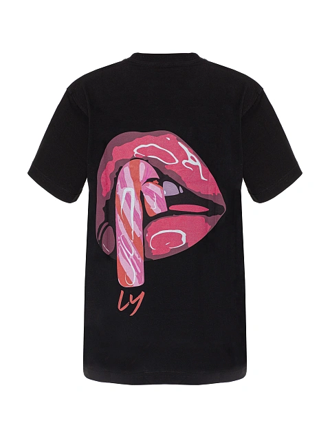 Black Printed Oversized Cotton T-shirt, 1 Black Printed Oversized Cotton T-shirt, 1