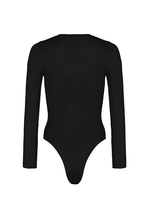 Black Ribbed Jersey L/S Round Neck Bodysuit, 2 Black Ribbed Jersey L/S Round Neck Bodysuit, 2
