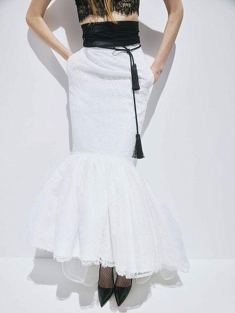 White taffeta maxi skirt, 4