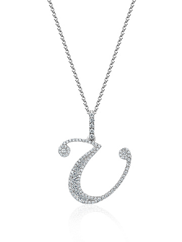 White Gold & Diamonds "V" Necklace, 1