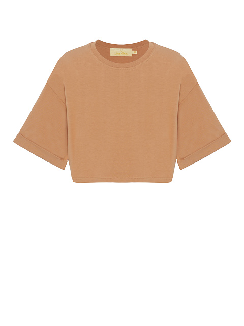 Beige cropped cotton T-shirt , 1 Beige cropped cotton T-shirt , 1