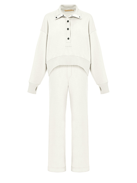 White "Yana" Embroidered Jersey Suit, 1 White "Yana" Embroidered Jersey Suit, 1