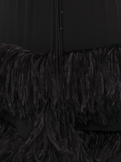 Black Feather Trim Chiffon Maxi Dress, 5 Black Feather Trim Chiffon Maxi Dress, 5