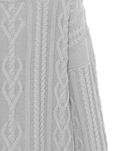 Light Grey Unisex Cable Knit Cotton Sweater, 3 Light Grey Unisex Cable Knit Cotton Sweater, 3