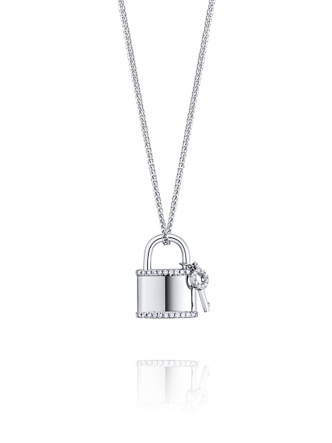 White Gold & Diamonds Lock Necklace, 1