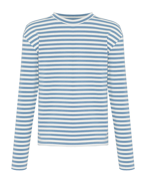 White and light blue cotton striped top with red print, 1 White and light blue cotton striped top with red print, 1