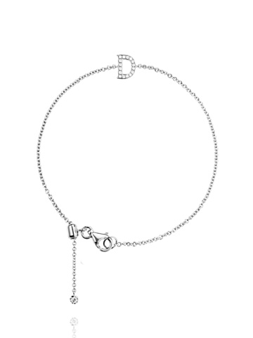 White Gold & Diamonds Letter "D" Bracelet, 1