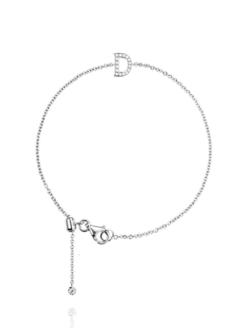 White Gold & Diamonds Letter "D" Bracelet, 1