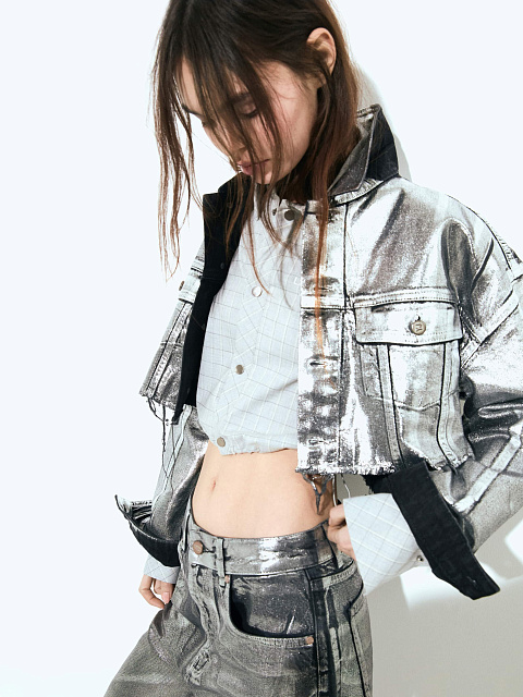 Silver Plated Black Denim Jacket, 8